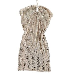 Forever 21 Sequin Mini Dress in Silver and Cream